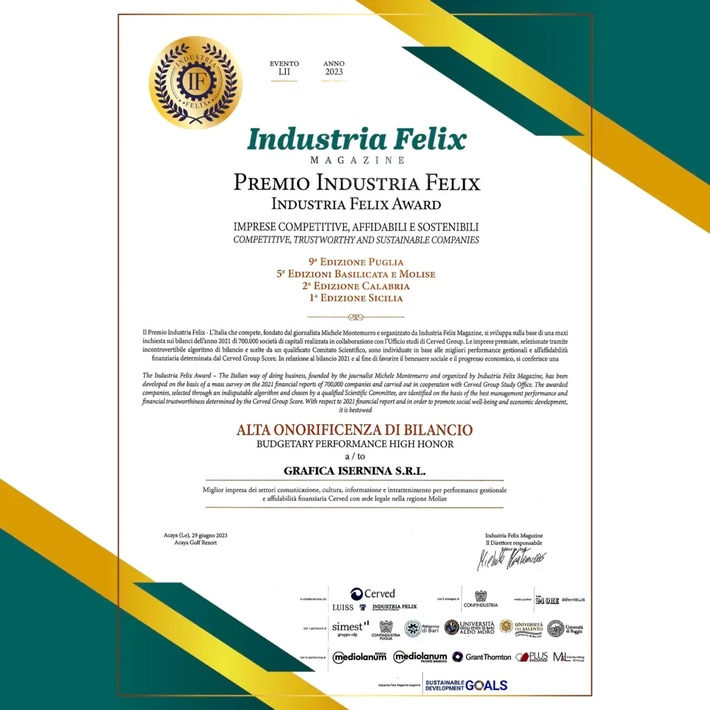 Onorificenza di Bilancio Industria Felix 2023